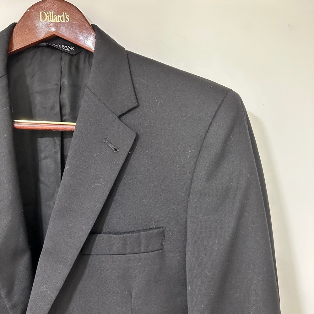 Jos A Bank Signature Men 40L Black Suit Jacket Blazer 100% Wool 2 Button Long